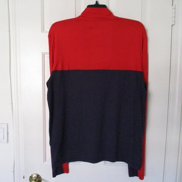 Fila Mens L/S Red Navy Stretch 1/4 Zip Active Golf Runner Windshirt - Size Large - Picture 3 of 3